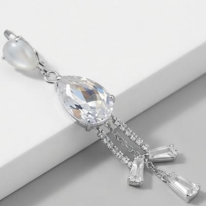 Elegant Teardrop & Tassel Cubic Zirconia Dangle Earrings for Women