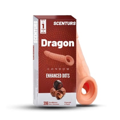 SCENTURS Premiun 05 Inch Dragon Condom Reusable Chocolate Flavour, Intense Sensation Realistic Skin Feel & Safe Protection Comfortable Pack of 1 Pcs